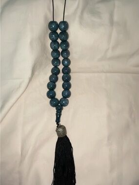 Blue Bead Tassel Necklace - Womens Jewelry/Meditation/Prayer necklace